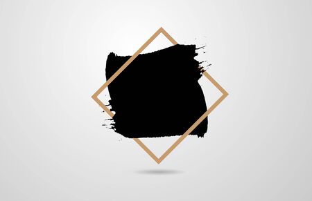 grunge brush black paint ink stroke over brown square frame icon design template. Suitable for a company message, sale bannerのイラスト素材