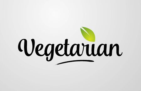 green leaf vegetarian hand written word text for typography logo design. Can be used for a logo, branding or cardのイラスト素材