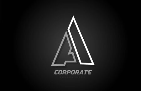 black and white line company business A letter alphabet logo icon design. Suitable for corporate logotypeのイラスト素材