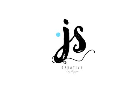 js j s vintage letter alphabet combination logo icon handwritten design for company business. Suitable for a logotypeのイラスト素材