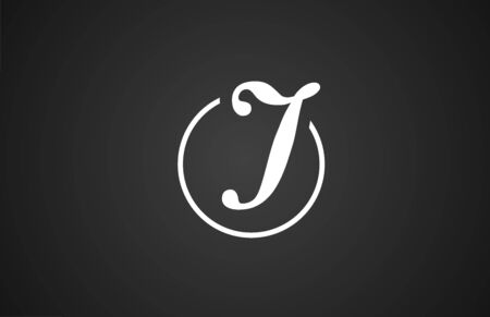 simple black white J letter icon alphabet with circle design for company business.のイラスト素材