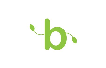 green leaf leafs letter b alphabet design icon for company and business.のイラスト素材