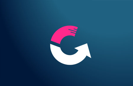 blue white pink alphabet G letter design icon for company and business.