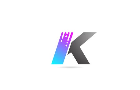 alphabet letter K design icon for business and company in black grey and pink.のイラスト素材