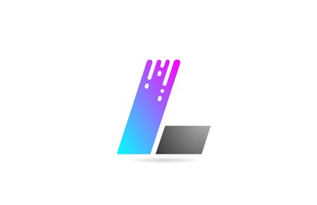 alphabet letter L design icon for business and company in black grey and pink.のイラスト素材