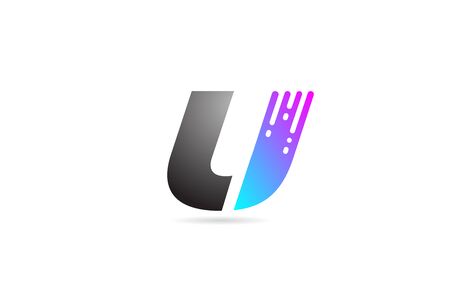 alphabet letter U design icon for business and company in black grey and pink.のイラスト素材