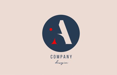 red dot A letter alphabet logo icon design with blue circle for company and business. Suitable for modern logotype templateのイラスト素材