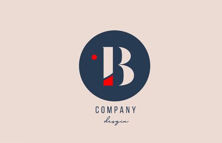 red dot B letter alphabet logo icon design with blue circle for company and business. Suitable for modern logotype templateのイラスト素材