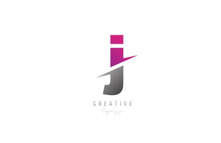 pink and grey J letter logo alphabet icon design for company and businessのイラスト素材