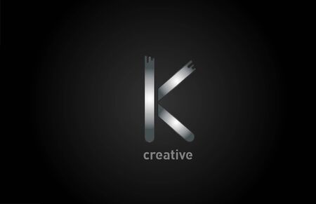 K silver metal alphabet letter logo design icon for business and companyのイラスト素材