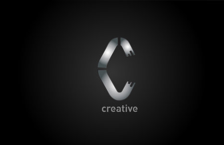 C silver metal alphabet letter logo design icon for business and companyのイラスト素材