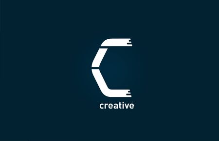 white C creative letter alphabet logo design icon for business and companyのイラスト素材