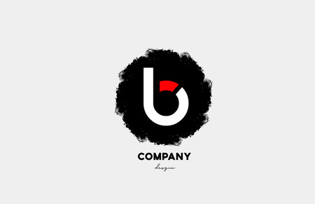 B red white black letter alphabet logo icon with grunge design for business and company