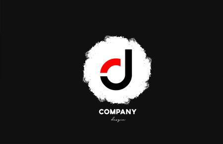 D black red white alphabet letter logo icon with grunge design for business and companyのイラスト素材