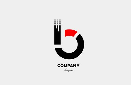 black red B alphabet letter logo icon design for business and company. Suitable for media technology or technical logoのイラスト素材