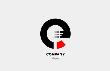 black red E alphabet letter logo icon design for business and company. Suitable for media technology or technical logoのイラスト素材