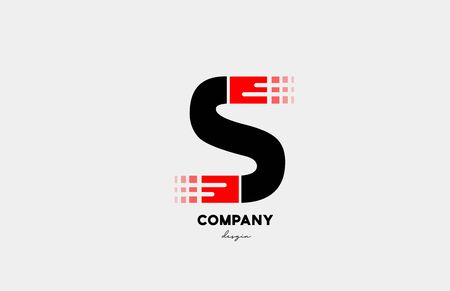 black red S alphabet letter logo icon design for business and company. Suitable for media technology or technical logoのイラスト素材