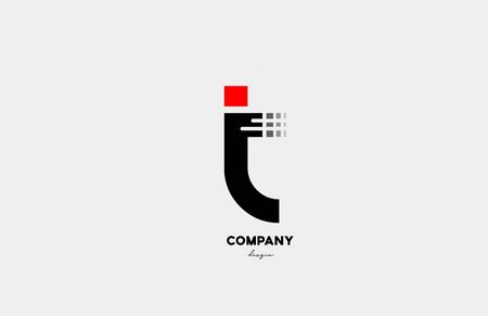 black red T alphabet letter logo icon design for business and company. Suitable for media technology or technical logoのイラスト素材