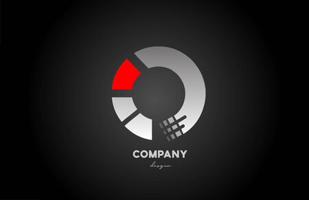 O red grey alphabet letter logo icon design for company and business. Suitable for media technology or technical logoのイラスト素材