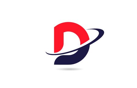 D alphabet letter icon design in red blue color with swoosh for company and businessのイラスト素材