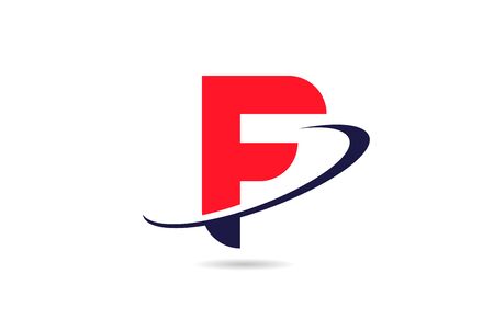 F alphabet letter icon design in red blue color with swoosh for company and businessのイラスト素材