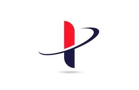 I alphabet letter icon design in red blue color with swoosh for company and businessのイラスト素材