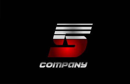 number 5 five red grey black icon design for company and businessのイラスト素材