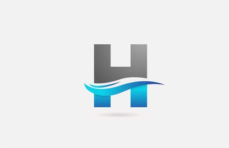 blue grey H alphabet letter logo icon for company and business with swoosh designのイラスト素材