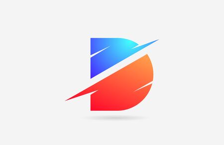 D blue orange alphabet letter logo icon for company and business with slice designのイラスト素材