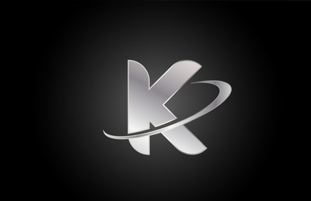 K metal alphabet letter logo icon for company and business with swoosh designのイラスト素材