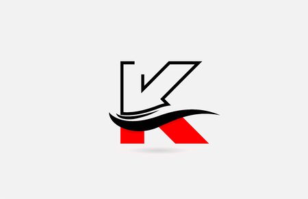K red black alphabet letter logo icon for business and company with line designのイラスト素材
