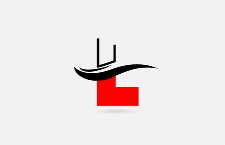 L red black alphabet letter logo icon for business and company with line designのイラスト素材