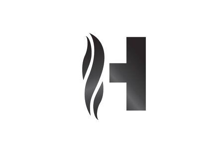 white and black H alphabet letter logo icon for business and company with swoosh designのイラスト素材