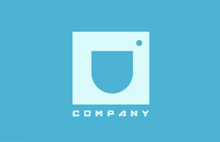blue white U alphabet letter logo icon for company and business with dot designのイラスト素材