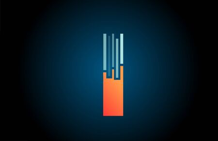 orange blue I alphabet letter logo icon for business and company with line designのイラスト素材