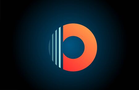 orange blue O alphabet letter logo icon for business and company with line designのイラスト素材