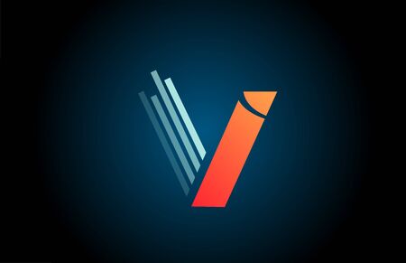orange blue V alphabet letter logo icon for business and company with line designのイラスト素材