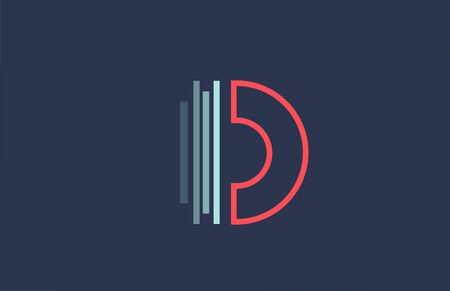blue red D alphabet letter logo icon for business and company with line designのイラスト素材