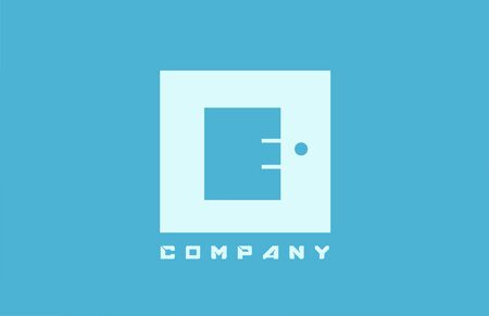 blue white E alphabet letter logo icon for company and business with dot designのイラスト素材