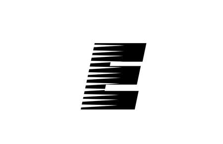 line stripes E alphabet letter logo icon for business and company. Simple black and white letter design for corporate identityのイラスト素材