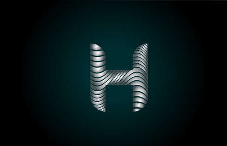H silver grey alphabet letter logo icon for business. Metallic line design for corporate identityのイラスト素材