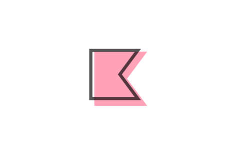 geometric K pink black line alphabet letter logo icon for company. Simple line design for business and corporateのイラスト素材