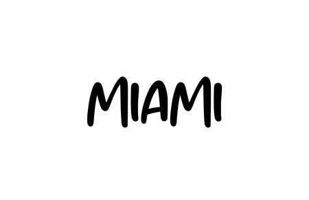 Miami city handwritten typography text word hand lettering. Modern calligraphy text. Black colorのイラスト素材