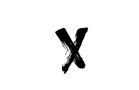 grunge X alphabet letter logo icon. Handwritten vintage design. Black and white colour for business and companyのイラスト素材