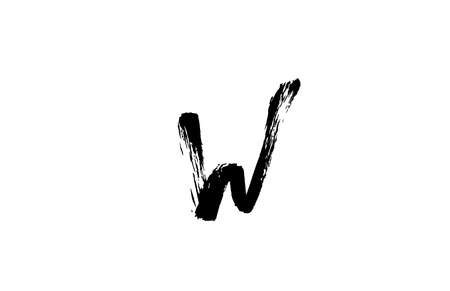 grunge W alphabet letter logo icon. Handwritten vintage design. Black and white colour for business and companyのイラスト素材
