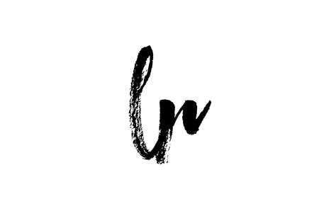 LR L R alphabet letter logo icon combination. Grunge handwritten vintage design. Black white color for company and businessのイラスト素材