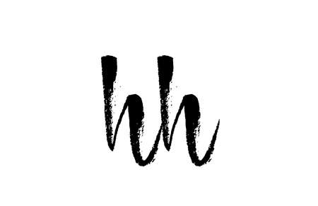 HH H H alphabet letter logo icon combination. Grunge handwritten vintage design. Black white color for company and businessのイラスト素材