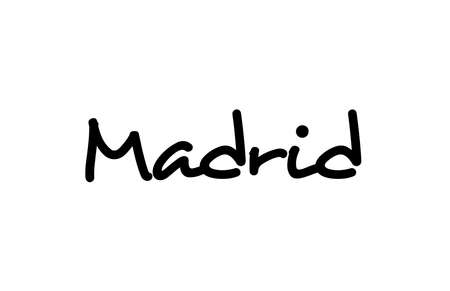Madrid city handwritten text word hand lettering. Calligraphy text. Typography in black colorのイラスト素材