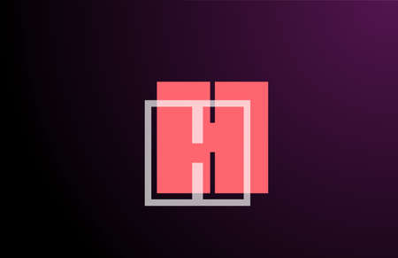 pink black geometric H line alphabet letter logo icon for company. Simple line design for business and corporateのイラスト素材