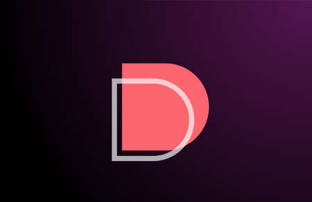 pink black geometric D line alphabet letter logo icon for company. Simple line design for business and corporateのイラスト素材